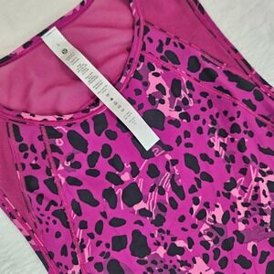 Lululemon Sculpt Tank Top Pink Black Leopard Animal Print Size 0 LW1CSLS